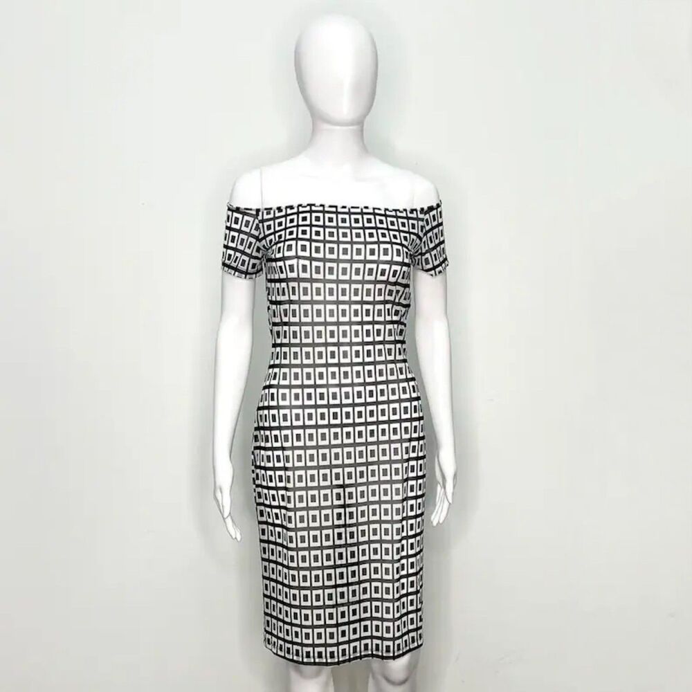 1990s Versace Jeans Couture geometric print mesh dress size small-large